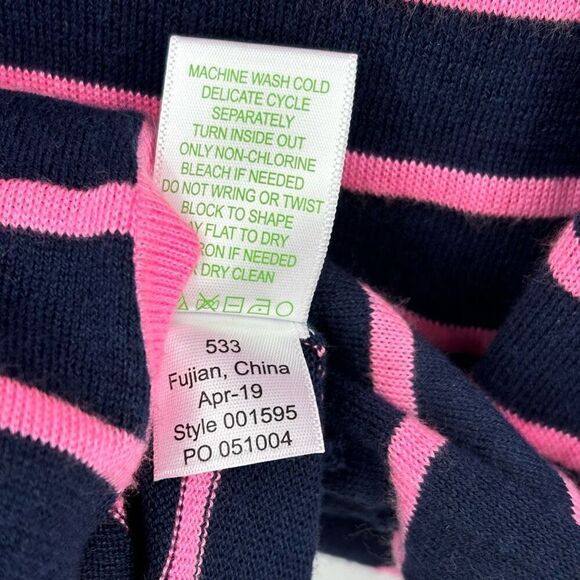 Lilly Pulitzer Crestwood Fringe Pullover‎ Sweater Top Pink/Blue Stripe Small - Picture 9 of 10